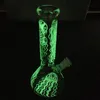 Beaker Hookahs Glow in the Dark Bong Straight Tube Glass Bongs 5mm Thick Water Pipe Dab Rig Jellyfish Bong GID04