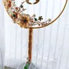 New Chinese style fan bouquet emerald embellished with golden phoenix bouquet5293081