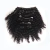 Remy Peruvian Hair Afro Kinky Kręcone Klip w Ludzkich Przedłużanie Włosów dla Czarnych Kobiet 7 Sztuk / Zestaw 100 G Nautral Color 10 Dostępne