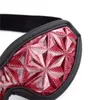 Cuero Blinder Eye Mask Blindfold Diamond Pattern Restricción erótica Juego para adultos Fetish Bdsm Sex Toy para pareja Mujeres