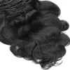 7A doğal siyah klip saç 10 adet 150 g / takım vücut dalga 8-30 inç brezilyalı remy gerçek insan saçı uzantıları