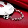 Gif bestia! Bracciale spesso centro cuore - Bracciale in argento 925 reggiseno JSPB273, braccialetti a catena placcati in argento sterling per uomo e donna regalo Bestia