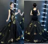 Abiti da spettacolo per ragazze a sirena oro e nero 2022 scollo a V con retro a V in tulle con paillettes abito da festa per bambini abiti per occasioni speciali bambini ragazza di fiori