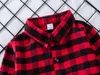 Camisa a cuadros de manga larga para bebé, niño y niña, blusa de manga larga con entramado rojo y negro, prendas de vestir informales, abrigo con estampado de letras, ropa para niños C5320