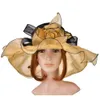ビンジェル女性ビンテージオーガンツサン帽子花のフリル夏のビーチハット広い大きな胸茶パーティーの結婚式のサンハットキャップサンボンネットD18103006