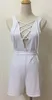 Kvinnor Sommar Jumpsuits Vit Bandage Slips V-Neck Ärmlös Tank Tops Shorts One Piece Rompers Women Beach Suits