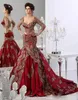 Glamorös Mellanöstern Bröllopsklänningar Lyxig Golden Appliqued 3/4 Långärmad Prinsessan Bridal Klänning Attraktiv Dubai Mermaid Bröllopsklänning