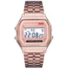 소매 스포츠 LED 시계 패션 골드 디지털 시계 철강 벨트 얇은 전자 손목 시계 팔찌 비즈니스 시계