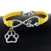 Vintage Zilveren Liefde Infinity Charms Cat Dog Paw Prints Armband Bangle Voor Vrouwen Gemengde Kleur Fluwelen Touw Armbanden Sieraden Geschenken
