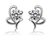 Mix 12 Style Luxury Cubic Zircon Crystal Stud Örhängen S925 Platinum Plated Bow Clover Crown Love Heart Round Square Stud Örhängen