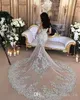 Lusso 2018 Abiti da sposa a sirena Sheer collo alto maniche lunghe Perline lucide Appliqued pizzo Champagne Tulle Abiti da sposa arabi Immagine reale