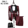 Elegant 3 Piece Men Suit 2020 Morning Dinner Party Prom Suit Houndstooth Groom Wedding Men Suit Blazer Slim Fit Best Man Tuxedo