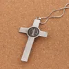 Catholicism Benedict Medal Catholic Crucifix Bible Prayer Cross Pendant Necklaces Chain 24inches N1783 21pcs/lot 3colors