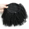 Kvinnor Afro Ponytail Hårstycken Klipp i Virgin Malaysiska Hair Drawstring Ponytail Hårförlängningar Kinky Puff Humain Hair Ponytails 1b 120g