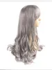 fashion Wavy Wigs Women Cos Synthetic Silver Gray Hair Wigs
