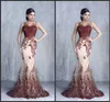 Tony Chaaya Latest Mermaid Evening Dresses Sheer Neck Lace Appliques Arabic Dubai Special Occasion Dress Party Gowns Custom Made Prom Dress