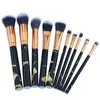 10 pcs en marbre Makeup Brush Set Professional Feed Shadow Eyeliner Foundation Foundation Blush Lip Makeup Brushes Cosmetic Brush Brush
