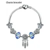 18+3CM Charm Beads Bracelets Fashion Bracelet Dream Catcher Pendant 925 Silver Bangle blue star DIY Jewelry Accessories Wedding gift