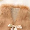 Autumn Baby Girl Kids Fur Vest Waistcoat Warm Winter Coat Outwear Jacket Sleeve Top Bow Solid Cute Kid Girl Clothing