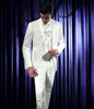 Novos Estilos Dois Botões Brilhantes Branco Noivo Smoking Padrinho de Casamento Blazer Excelente Homens de Negócios Formal Do Partido do baile de Finalistas Terno (Jaqueta + calça + Gravata + Colete) NO: 923