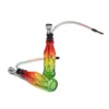 Wholesale Rasta Reggae Glass Leaf Water Pipe Colorful White Frosted Smoking Pipe With Metal Screen Tobacco Pipe Mouth Tips Cleaner Holder