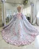 Disse mhamad 2019 vestidos de noiva noiva vestes vestido de bola 3d-floral apliques vintage lace frisado vestido nupcial robe de mariage