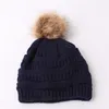 Marque hiver chaud plus épais doux extensible câble bonnets chapeaux femmes fausse fourrure Pom Pom tricoté Skullies Caps214W