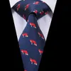 Mens 100 silk tie dark blue plus red wolf figure Meeting Business wedding party Casual Party Necktie Jacquard Woven N30383436907