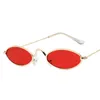 Небольшие овальные солнцезащитные очки Мужчины Женщины ретро металлический каркас желтый красный старинные крошечные круглый тощий мужской женский солнцезащитные очки UV400