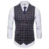 2018 Suit Vest Men Jacket Sleeveless Vintage Tweed Vest Fashion Spring Autumn Plus Size Waistcoat Plaid