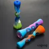 Silicone smoking hand pipe for herb/ tabacco with glass tube inside Food Grade smoke accessories bong