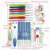 Full Set DIY 16 sizes Crochet Hooks Needles Stitches Knitting Craft Case Crochet Set 57 in 1 Weaving Tools Sewing Tools