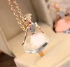 Miss Korean Jingjing Love Ballerina Girl Necklace Crystal Full Diamond Sweater Chain