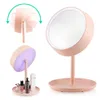 Specchio per il trucco Illuminato Lampada LED Vanity Travel Portatile Cordless Ricaricabile Alimentato a batteria Touch screen a luce naturale rotonda Luce a 7 colori