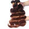 Två ton 4 30# Body Wave Dark Brown Human Hair Weave 3 4 Bunds Hela färgade brasilianska ombre Remy Human Hair Extension Affärer193m