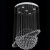 Contemporary round K9 crystal chandeliers raindrop flush ceiling light stair pendant lights fixtures hotel villa crystal ball shape lamp