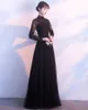 Платья высококачественные новые черные вечерние платья с длинными рукавами