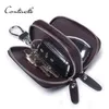 CONTACT'S Genuine Leather Car Key Wallets Fashion Key Holder Credit Card Housekeeper Keys Organizer Keychain Case Bag Key Pouch