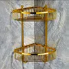 Golden Bathroom Corner Shower Caddy Basket Storage TI-PVD Gold Bathroom Rack