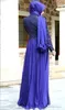 Dresses Chiffon High Neck Floor Length Royal Blue Long Sleeves Modest Evening Dress modeste musulmanes robes de soir e manches