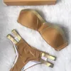 Altın Damgalama Bikini Set Seksi Yastıklı Kadın Mayo Push Up Bandeau Mayo Yaz Beachwear Brezilya Mayo Suit11