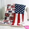 Grande desconto de dupla camada grossa EUA UK UK Inglaterra British Flage Fleece Sherpa TV SofA Presente Cobertor de arremesso de arremesso 130x160cm