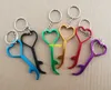 50 pcs/lot amour bouteille en forme de coeur vin ouvre-bière porte-clés porte-clés porte-clés extérieur EDC Multi outil peut personnaliser le logo