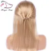Evermagic soyeux droit brésilien remy cheveux avant de lacet perruques de cheveux humains avec des cheveux de bébé 130 densité pré-plumé délié pour les femmes