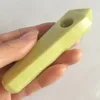 Pipa de fumar de cuarzo de Jade amarillo Natural, pipa de cigarros con punta de varita de Obelisco de piedra de cristal con filtro de Metal