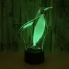 Pingouins mignons 3D LED Illusion Night Light Lampe de table de bureau 7 couleurs changeantes # R54