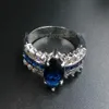 choucong Mulheres Jóias Marquise Cut azul 5A Zircon Cz 925 Engagement Wedding Band Ring Set Sz 5-11 presente