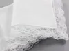 Handkerchief Pure White Hankerchiefs with Lace Plain DIY Print Draw Hankies Cotton Handkerchiefs Pocket Square 23*25 cm