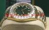 Luxury DAY-DATE 18k Yellow Gold Men's Casual Watch 118238 Green Dial Big Diamond Bezel Mechanical Automatic Movement Mens Wristwatches