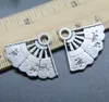 Wholesale 30pcs Folding Fan Alloy Charms Pendant Retro Jewelry Making DIY Keychain Ancient Silver Pendant For Bracelet Earrings 23*29mm